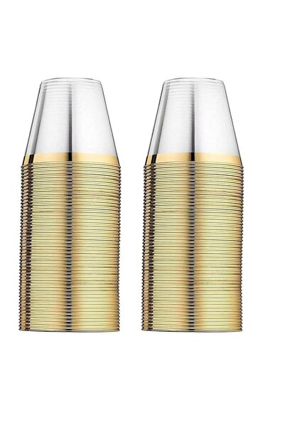 Generic Beauenty 100 Gold Plastic Cups 9 Oz Clear Plastic Cups,Disposable Wed...