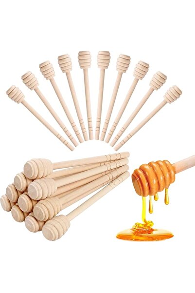 Generic MARKQ [12 Pcs] Wooden Honey Dipper Sticks [15 cm] - Honeycomb Spoon S...
