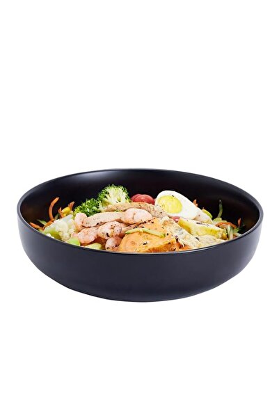 Generic Porcelain White Pasta 10in Large Serving Bowl- 2.8 Quart (Black)