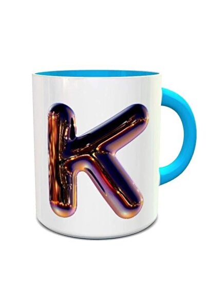 Generic Impress Ceramic Coffee Mug with Night Chrome Letter K (White and Blue)