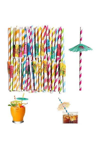 Generic 100 Pieces Biodegradable Paper Umbrella Straws, Perfect for Tropical ...