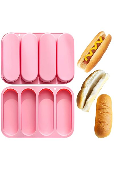 Generic 4-Cup Silicone Hot Dog Bun Pan – Non-Stick Bread Mold for Mini Baguet...