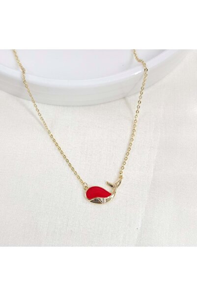 Güler Yüzlü Silver Xuping Red Mineli Whale Necklace 45 cm Gold
