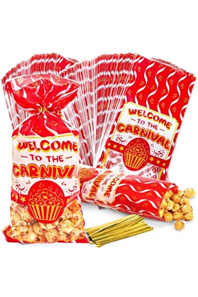 Generic 300 Pack Carnival Treat Bags with Tie, KASTWAVE Red and White Striped...