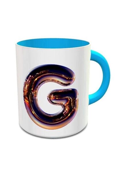 Generic imPRESS White & Blue Ceramic Coffee Mug With Night Chrome Letter G