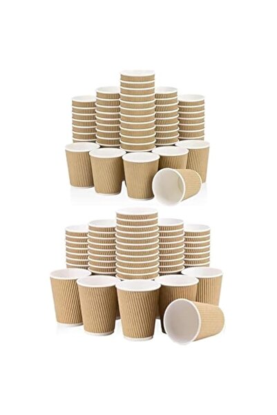 Generic MARKQ 8 oz. Brown Disposable Ripple Insulated Coffee Cups 25PC + MARK...