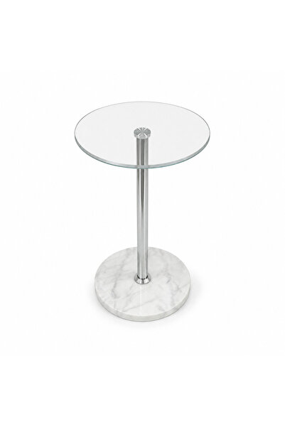 Palma homez Side Table Silver Glass 35X35 cm