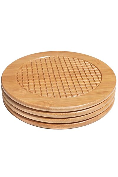 Generic YelaJoy 4pcs Round Bamboo Trivets for Hot Dishes, High-Temperature Re...
