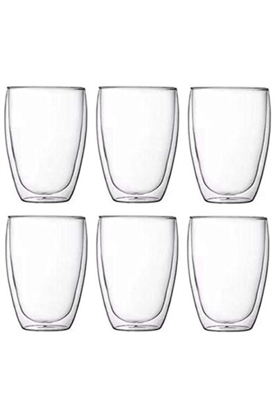 Generic 6PCS Double Wall Glasses, Large, 350ml