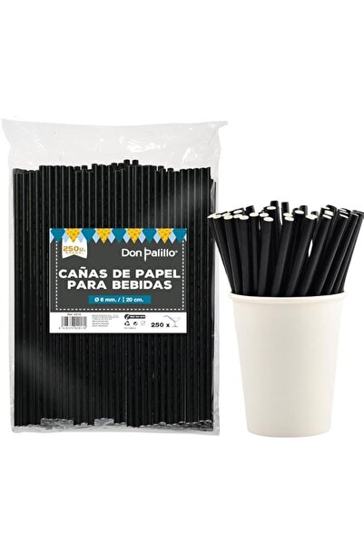 Generic 250 Biodegradable Paper Straws, 20 cm, Black Palel Rods, Plastic Free...