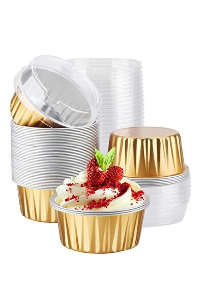 Generic Disposable Ramekins Aluminum Foil, Gold 50 Packs Baking Cups with Lid...