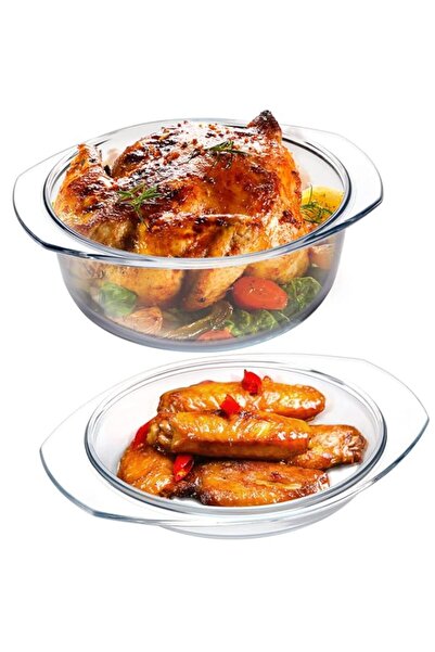 Generic NUTRIUPS Clear Round Glass Casserole | Covered Glass Casserole with L...