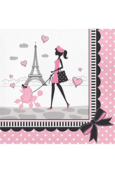 Generic Creative Converting 18 Count Party In Paris Lunch Napkins, Pink/Black