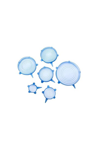 Generic 6-Piece Stretchable Silicone Lids Blue/White 158G