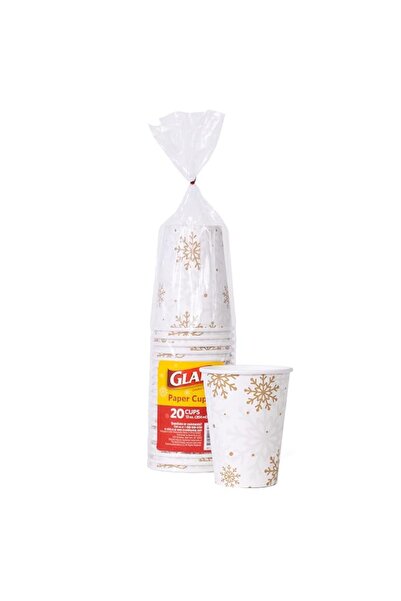 Generic Glad Everyday Disposable Paper Cups with Holiday Snowflake Silver & G...