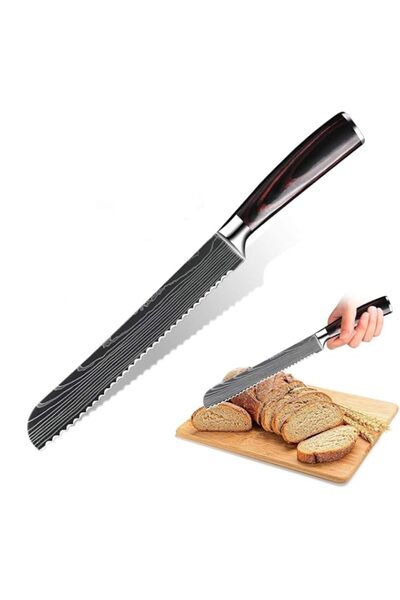 Generic Bread Knife 8 inch, Serrated Bread Knives Kitchen, High Carbon Stainl...