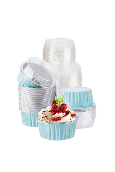 Generic CURTEK 100 Pack Aluminum Foil Baking Cups with Lids 5 oz Dessert Cups...