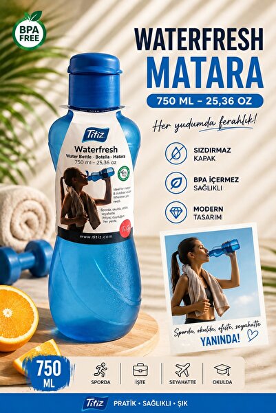 Titiz Renkli Suluk Matara 750 ML Kokusuz Suluk, Okul Suluğu, Spor Suluğu, Pla...