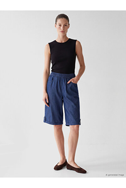 LC Waikiki Trendlucky Women's Jean Shorts with Elastic Waist and Contrast Trim