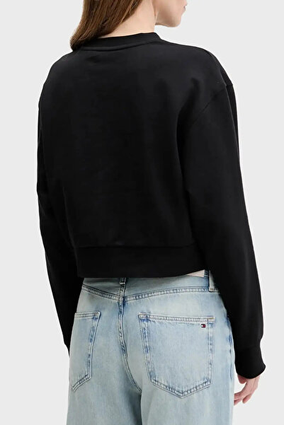 Calvin Klein A - CROPPED BADGE LOGO SWEATSHIR Siyah Kadın Sweatshirt