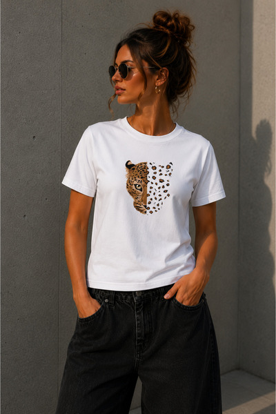 NUATEX Tricou cu imprimeu leopard, croială normală, pentru femei