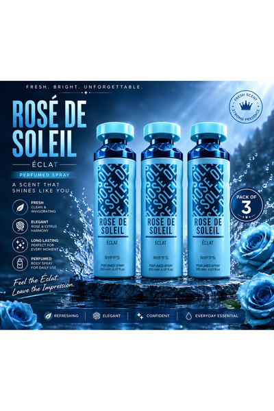 Riiffs RIIFS Rose de Soleil Éclat Perfumed Body Spray 200ml – Pack of 3