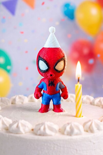 lumix3d Mum Üfleyen Örümcek Adam Figür Pasta Süsü-Spiderman 10 cm