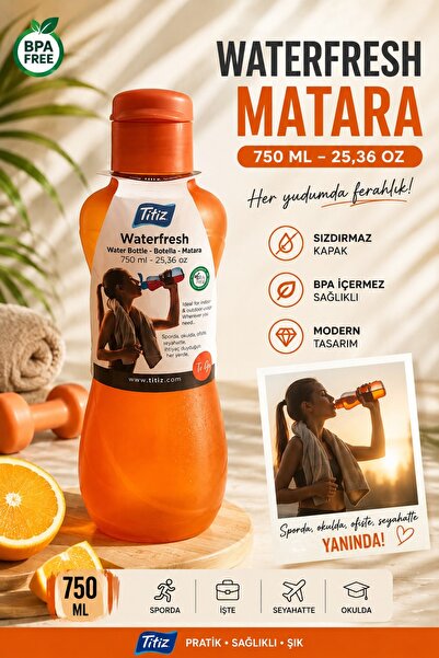 Titiz Renkli Suluk Matara 750 ML Kokusuz Suluk, Okul Suluğu, Spor Suluğu, Pla...