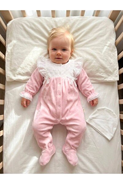Bebila Baby Baby Girl Mevlütlük Velvet Winter Jumpsuit with Lace Hat Set Hosp...