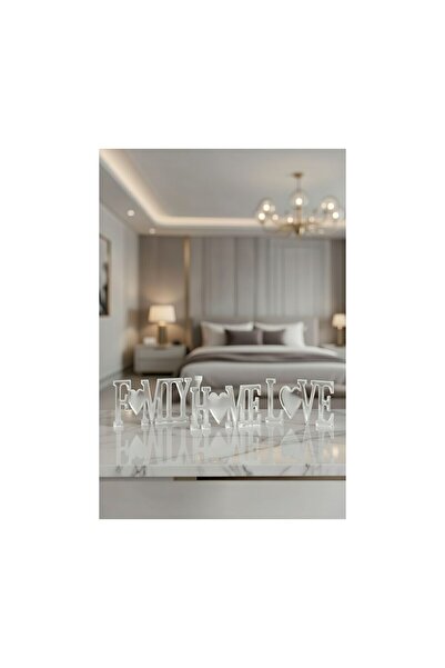 Premium Tasarım Ev Hediyesi - 3'lü Dekoratif Yazı Seti (Love, Home, Family)