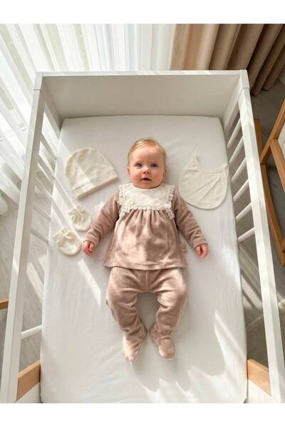 Bebila Baby Baby Girl Mevlütlük Velvet Winter Lace Hospital Discharge Set of ...