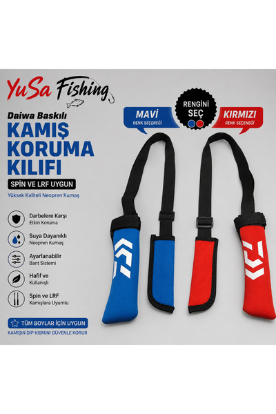 YuSa Fishing Daiwa Baskılı LRF Spin Kamış Koruma Kılıfı – 2 Parça Kamış Kılıf...