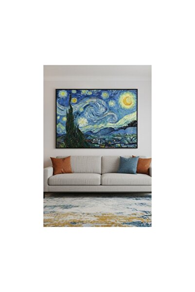 Safir Design Van Gogh Yıldızlı Gece Temalı Çerçeveli Tablo - Ünlü Sanat Eseri...