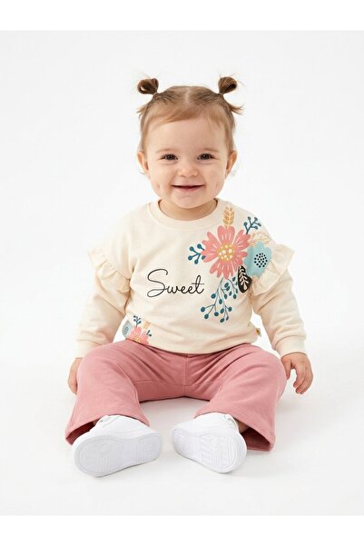 Kids Kingdom 2-Piece Baby Girl Set with Cotton Ruffles and Floral Details