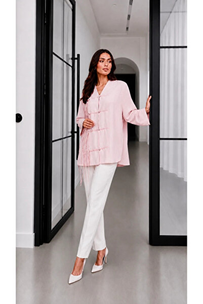 Moda Algan Çin Düğmeli Gömlek MA10048 Pembe