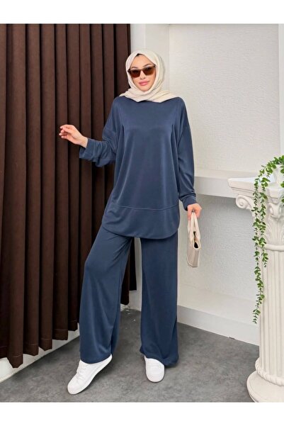 Generic Brand Women's Hijab Double Set Oversize Tunic and Wide Leg Pants Comf...