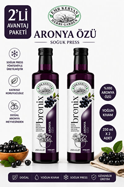 Emr Kervan Herbs Garden Aronya Meyve Özü Soğuk Press 250ml x 2 Adet - Avantaj...