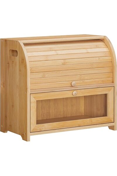 GENERAL Hoperoo Bamboo and Acrylic Bread Box, 1 Piece, 39.9X24.9X38.6Cm