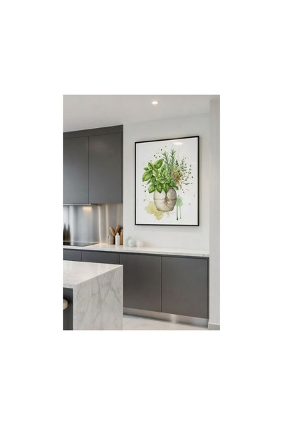 Safir Design Modern Mutfaklar Için Botanik Illüstrasyonlu Çerçeveli Tablo