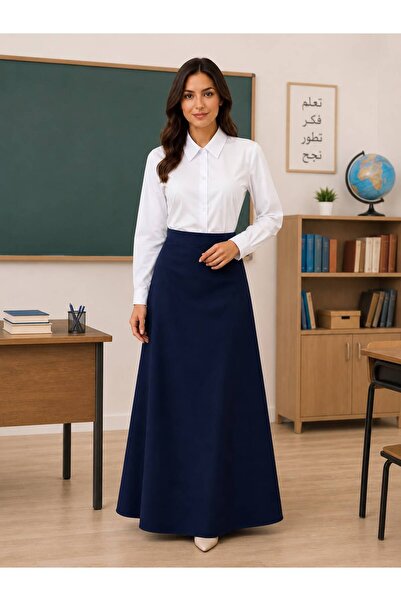 Generic Brand Navy Blue Two-Tone Skirt with a Blouse to Match the Skirt Size,...