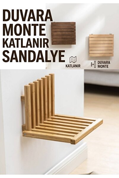 HMS PELET Ahşap Katlanabilir Sandalye & Duvara Monte Katlanabilir Sandalye