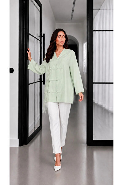 Moda Algan Çin Düğmeli Gömlek MA10048 Yeşil