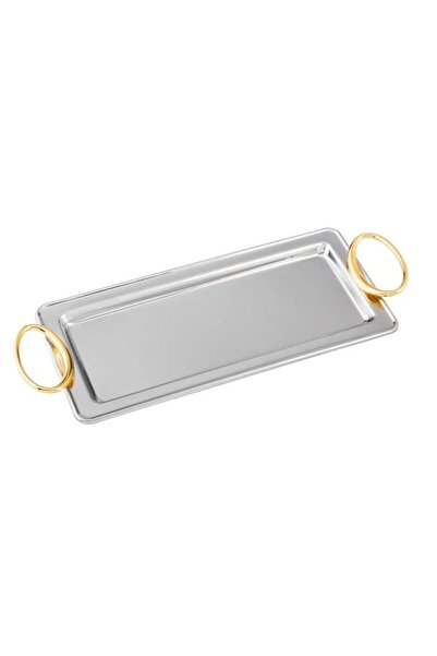Gearne Silver Single Serving Tray with Gold Accents - Large Size 47*17 cm -95...