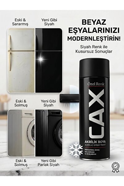 caxcolors Cax Beyaz Eşya Boyası Sprey 400 ml - Buzdolabı Çamaşır Makinesi Kli...