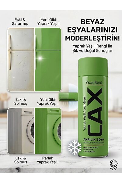 caxcolors Cax Beyaz Eşya Boyası Sprey 400 ml - Buzdolabı Çamaşır Makinesi Kli...