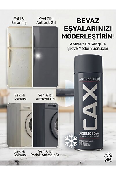 caxcolors Cax Beyaz Eşya Boyası Sprey 400 ml - Buzdolabı Çamaşır Makinesi Kli...