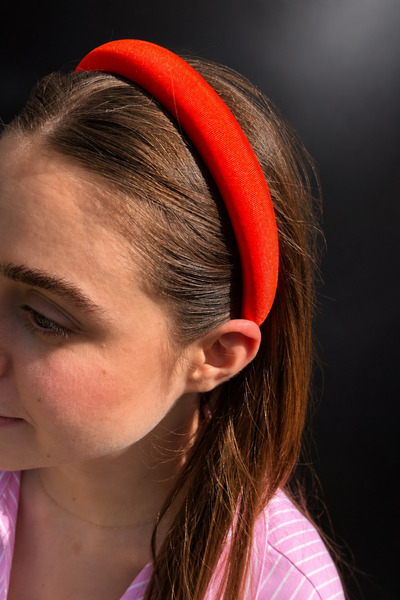 ByMerve Bym358-1 Tile Orange Satin Hand Sewn Soft Women's Hair Crown Daily Ac...