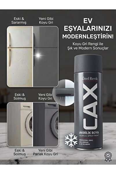 caxcolors Cax Beyaz Eşya Boyası Sprey 400 ml - Buzdolabı Çamaşır Makinesi Kli...
