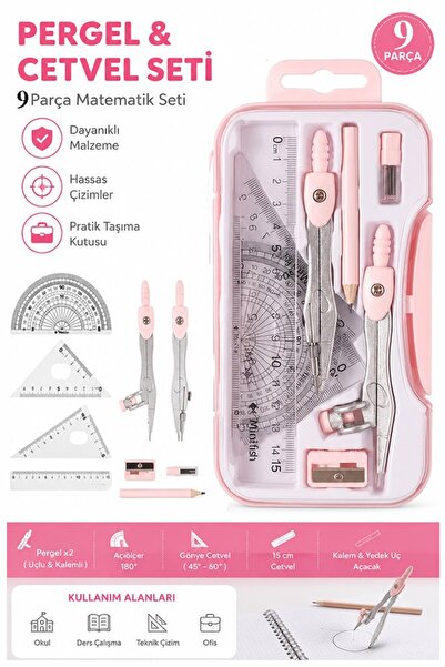 Artlantis Metal Pergel Seti 9 Parça 1 Paket 9121 Profesyonel Pergel Çizim Pro...