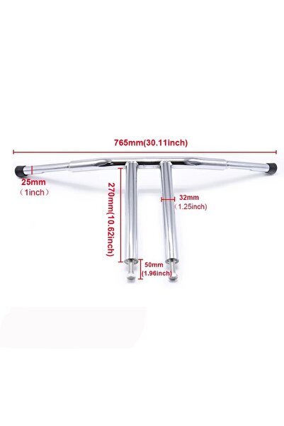 YSGMOTOPARTS Chopper Bobber Dyna/Softail T Gidon Bar 25mm Nikelaj Krom